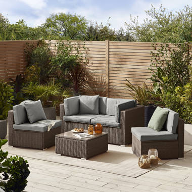 Zipcode Design Felicity Wicker 4 Person Garden Lounge Set with Cushions Reviews Wayfair